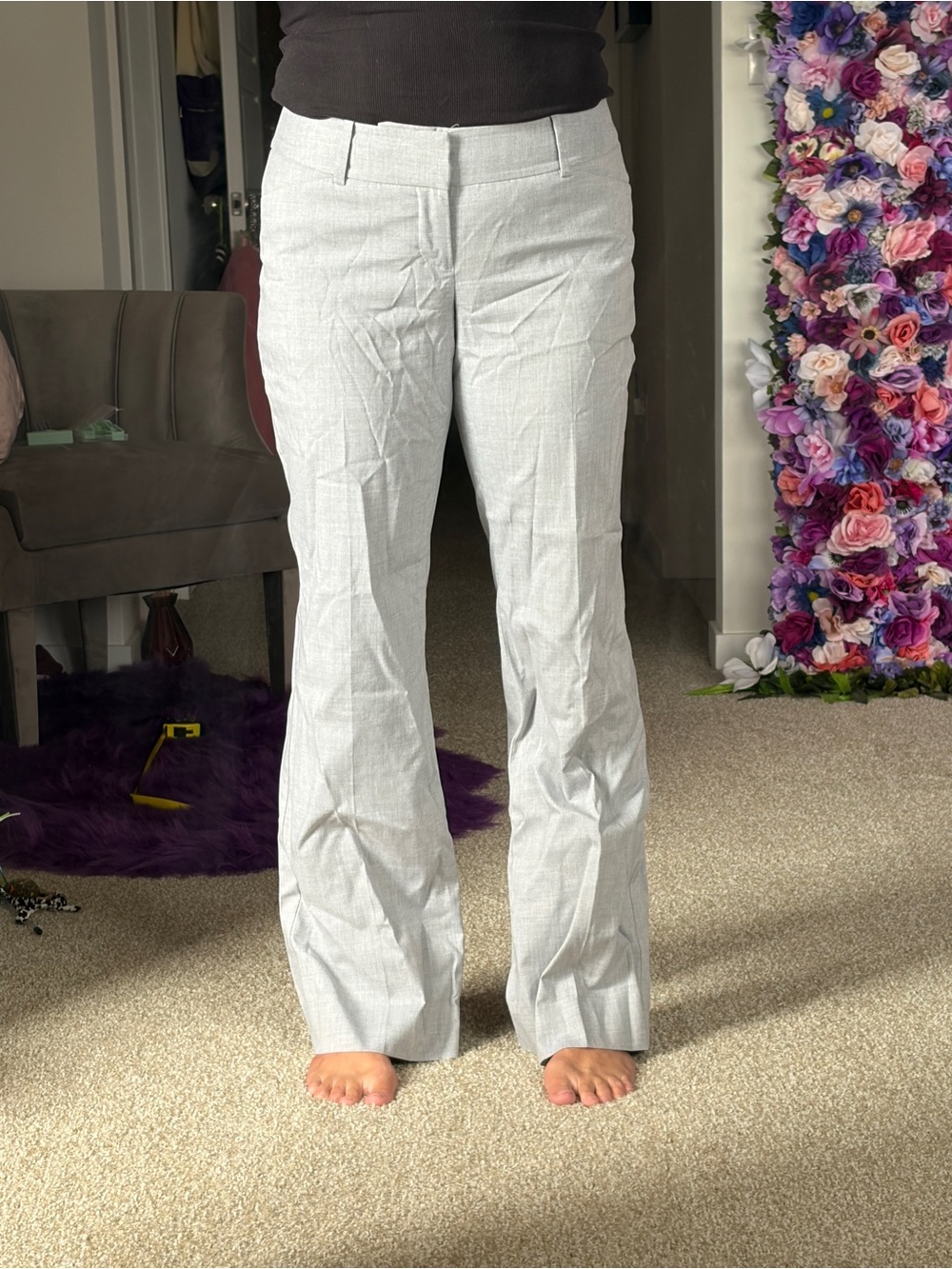 Light Gray Women’s Dress Pants - Classic Straight Fit
